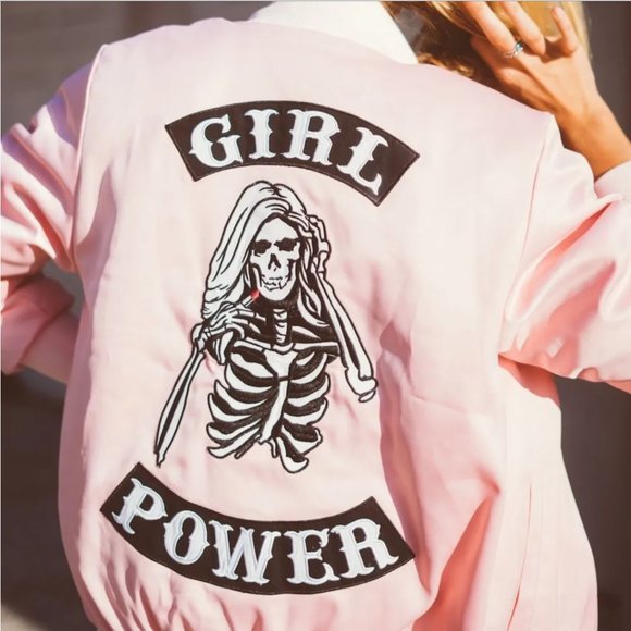 Petals and Peacocks, Girl Power Patch Bomber Jacket - Picture 2 of 6
